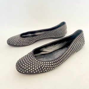 Giusepp Zanotti grey suede swarovski crystal mary ballet flats 39.5